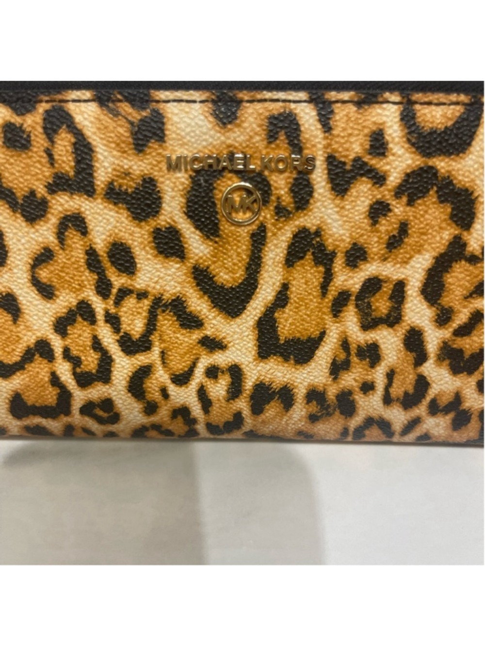 Michael Kors Continental Zip WalletWristlet Cheetah/Leopard Print Marigold Black - Picture 4 of 6
